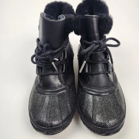 Sorel Out N About Plus Lux US 8 Boots Waterproof‎ Black Leather Glitter - Picture 3 of 6